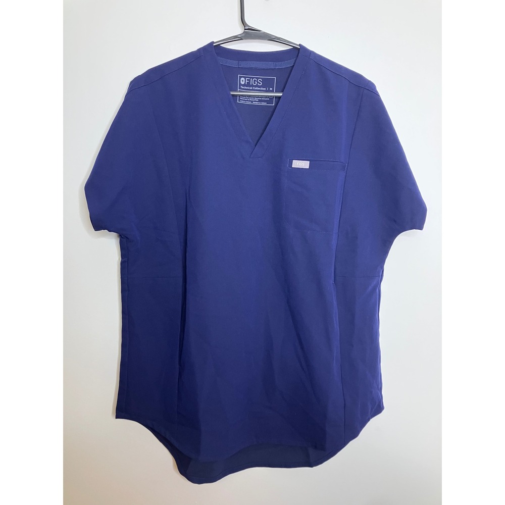 FIGS Scrub Top Womens Medium Navy Blue Excellent V-Neck Technical Collection